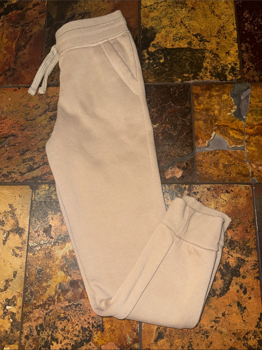 Kids Beige Drawstring Jogger Pants (1133)
